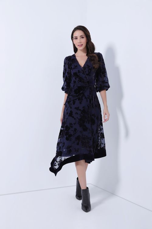 Asymmetrical velvet dress, femi9 