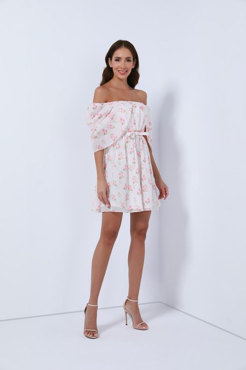 off-shoulder chiffon dress