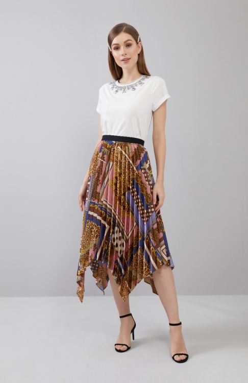 Pleated Print Skirt