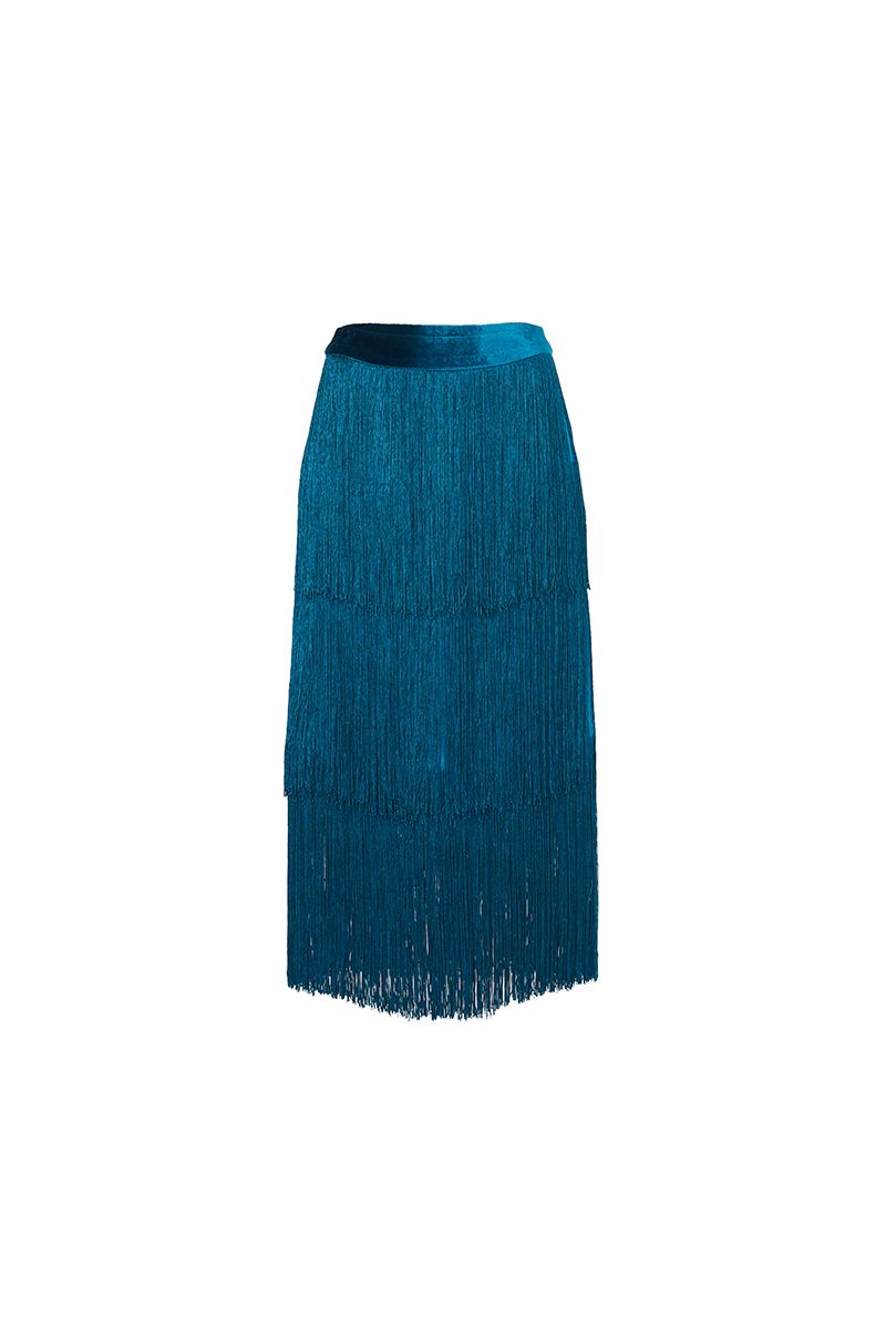 Fringe velvet skirt