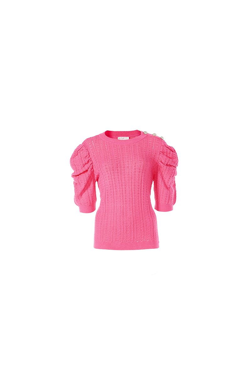 Puff sleeves knit top