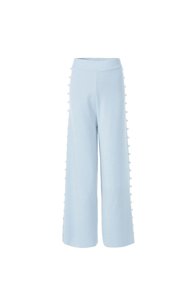 Side pearl-embellished pants