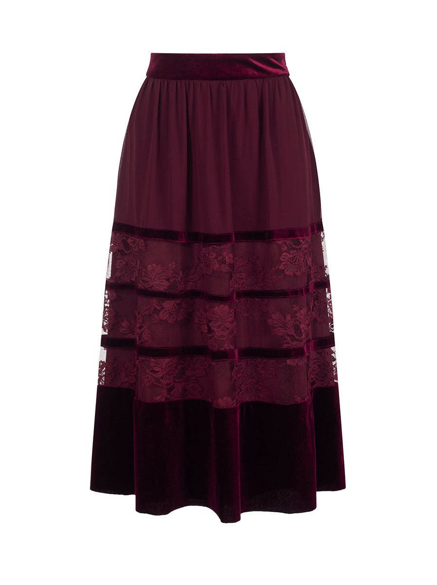 Lace inserts Burgundy skirt