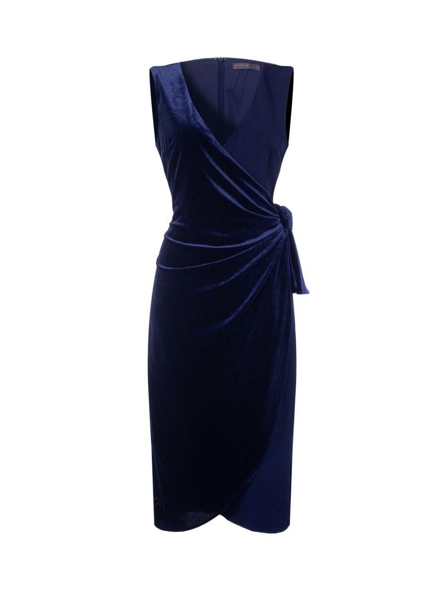 side knotted velvet dress