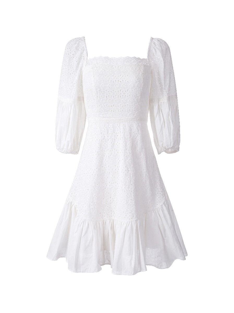 Cotton puffed sleeves dress