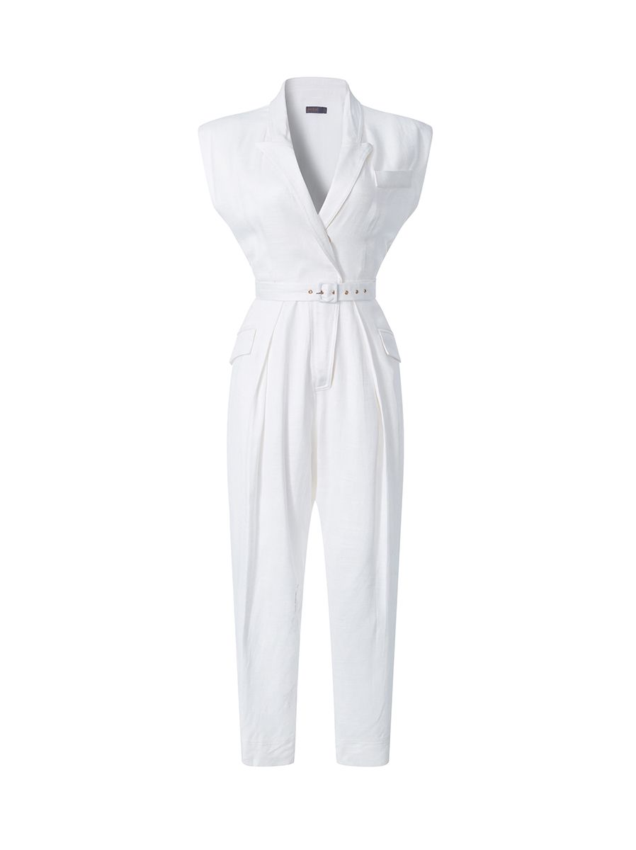 Collared white Jumpsuits