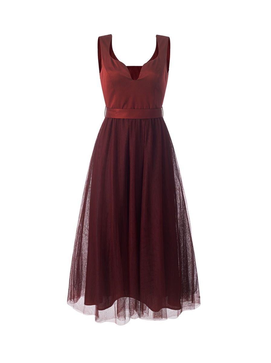 Sleeveless Burgundy Dress 