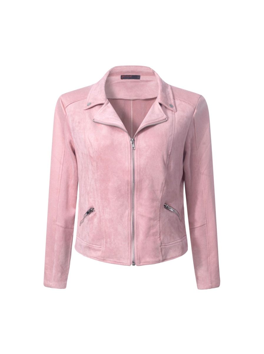 suede V neckline jacket