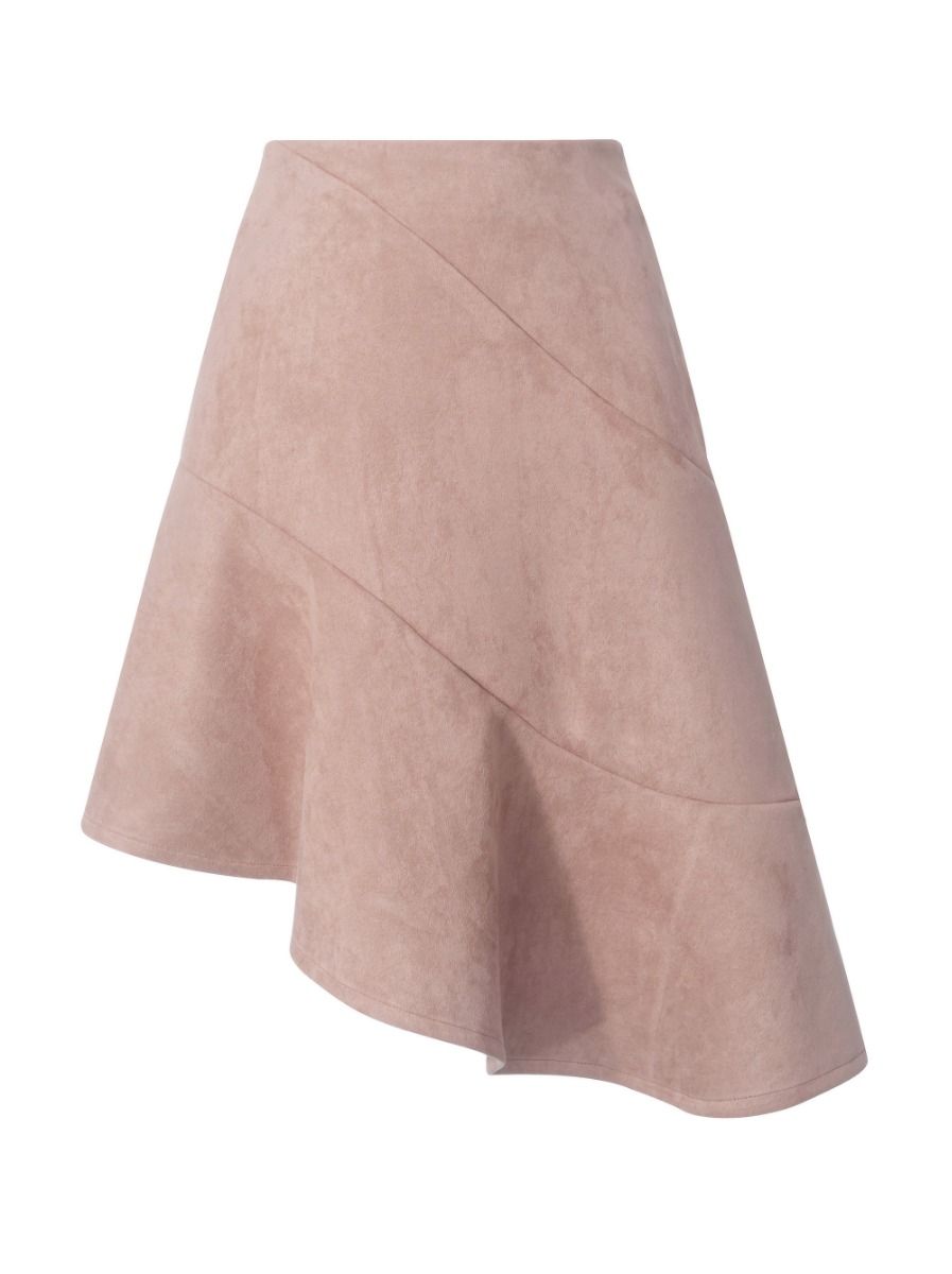 SUEDE ASYMMETRICAL SKIRT