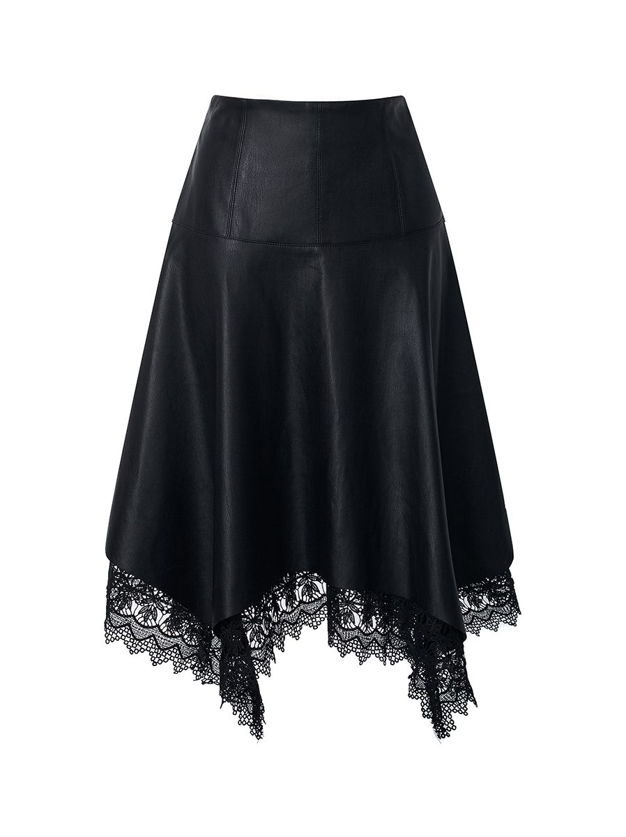 leather asymmetrical hem skirt