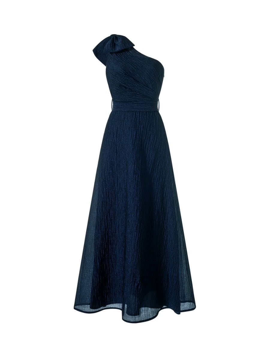 One-shoulder pleated dress