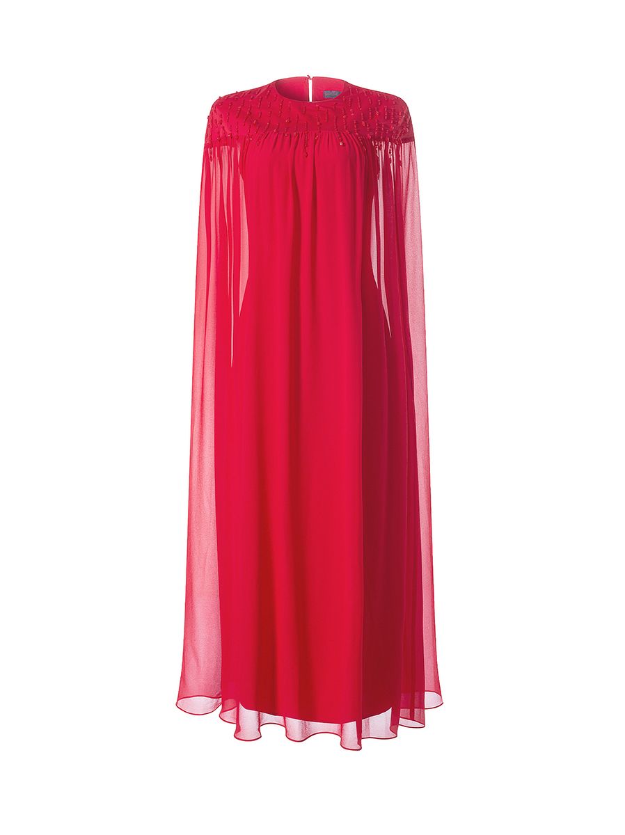 chiffon cape dress