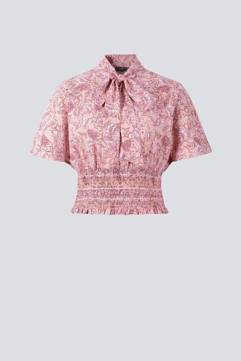 neck tie floral blouse