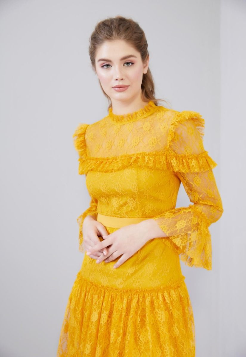 Tiered Ruffle Lace Dress