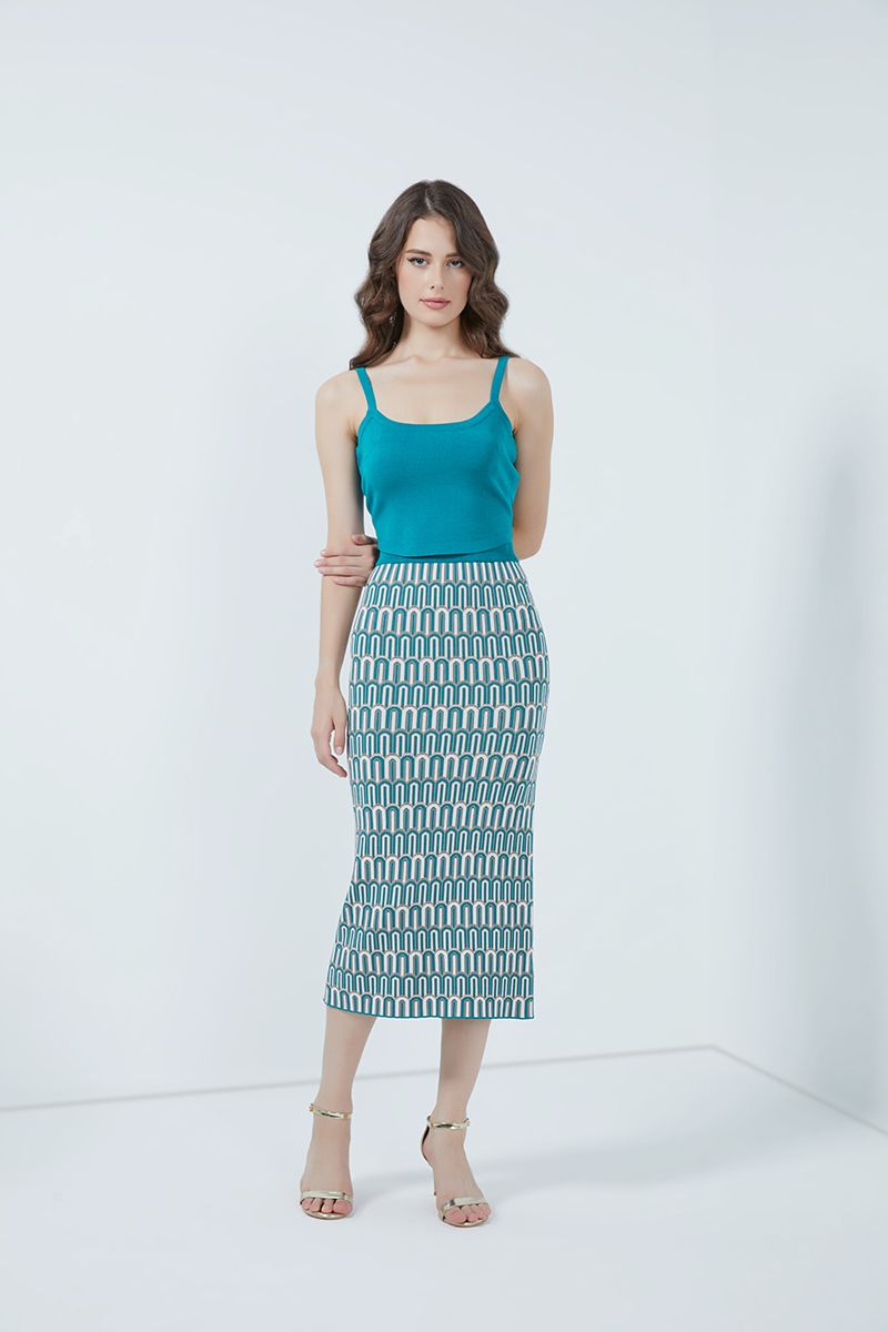 Printed pencil skirt