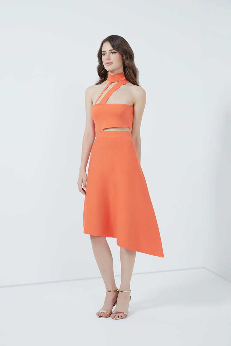 Asymmetrical cutouts dress