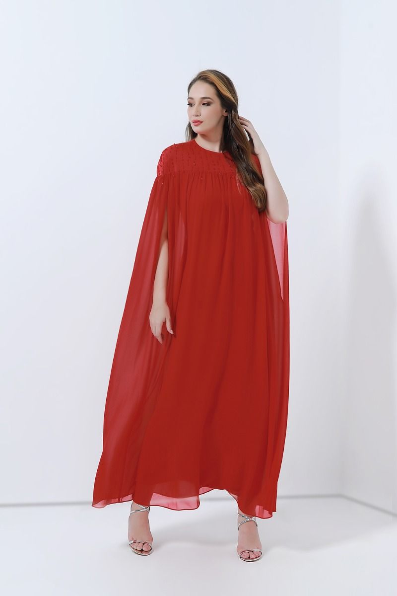 chiffon cape dress