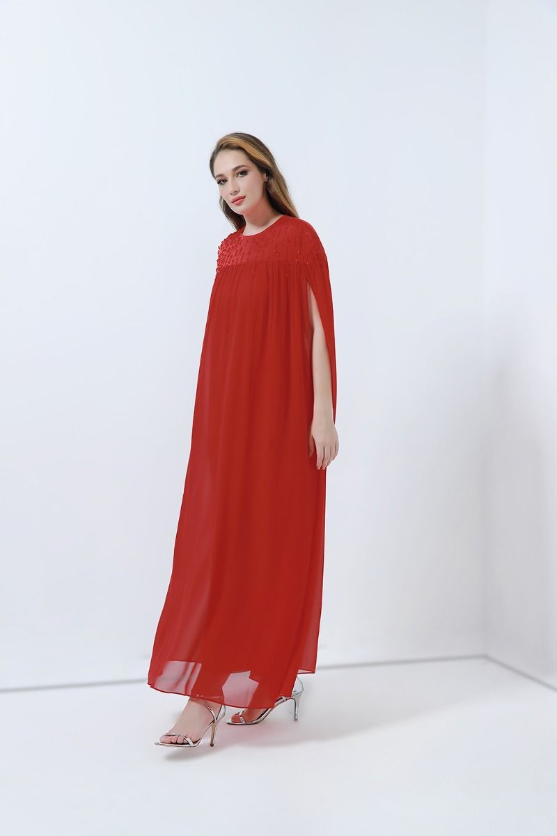 chiffon cape dress