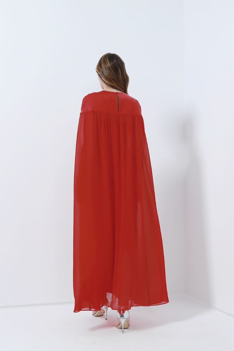 chiffon cape dress