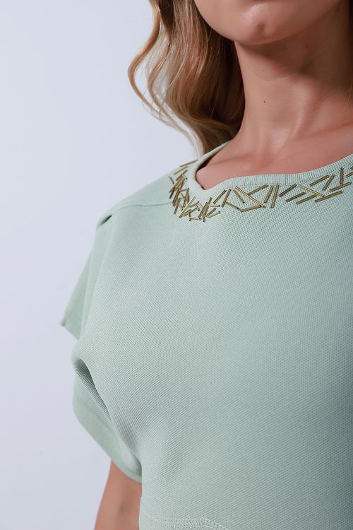 embellished neckline top