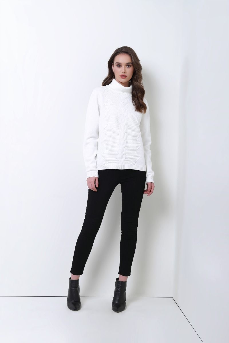 Folded high neckline sweater