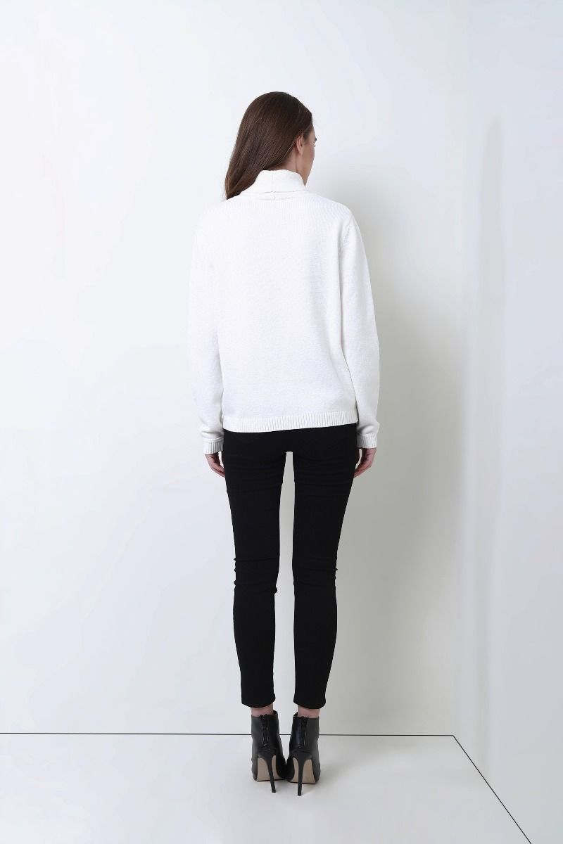 Folded high neckline sweater