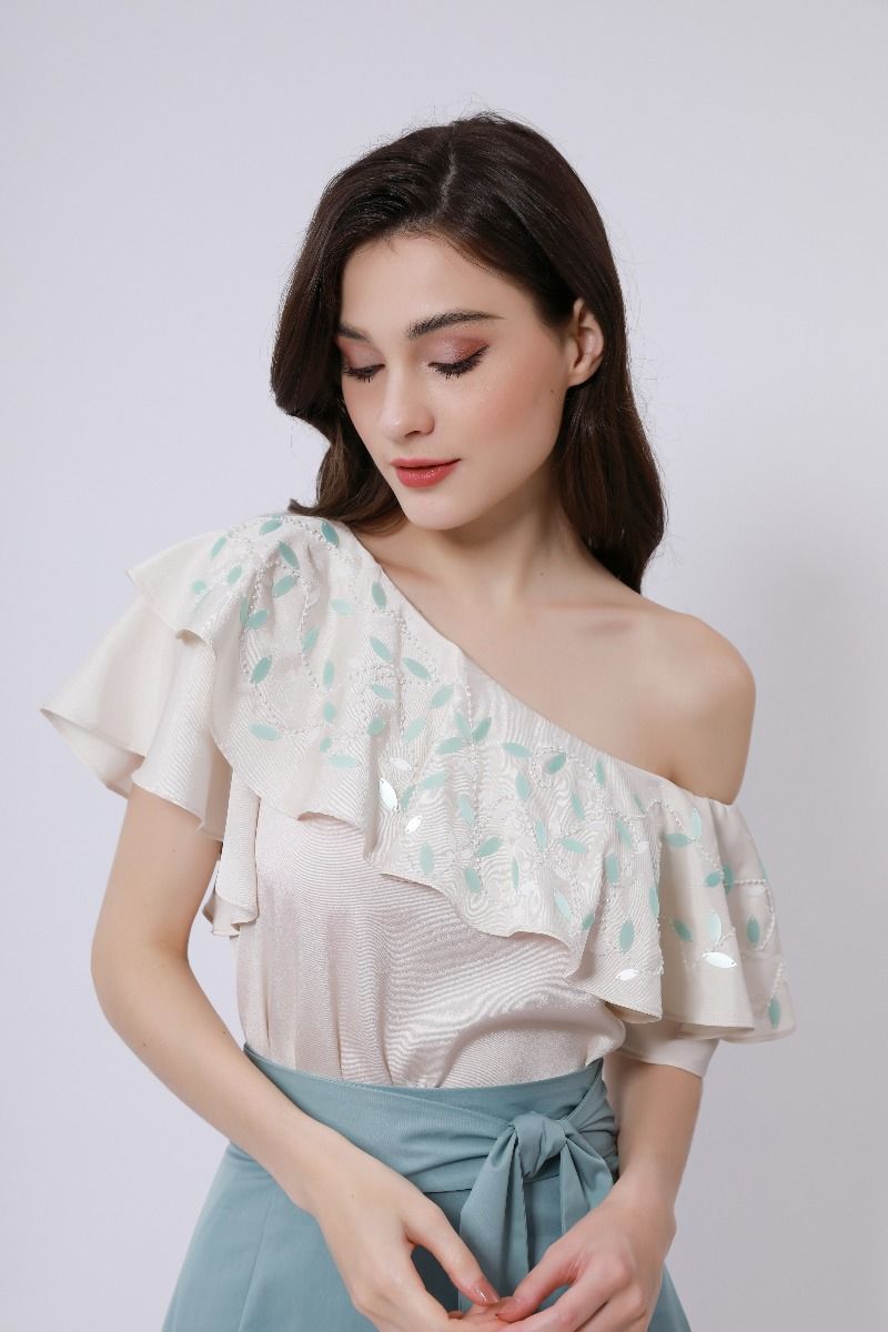 ruffled off-shoulder top