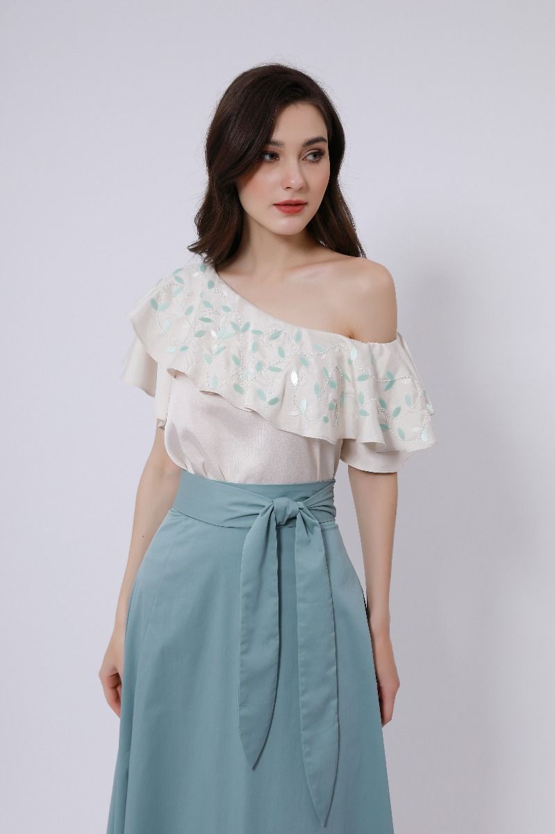 ruffled off-shoulder top