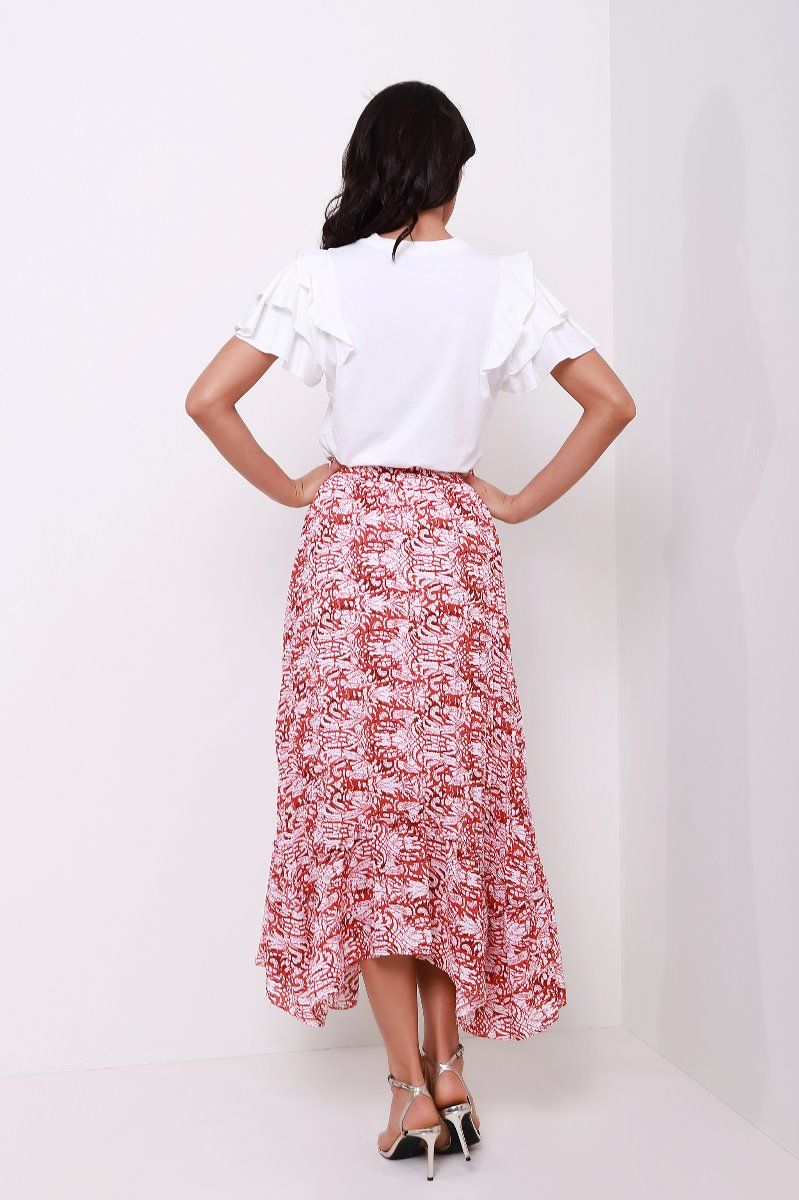 Printed asymmetrical skirt