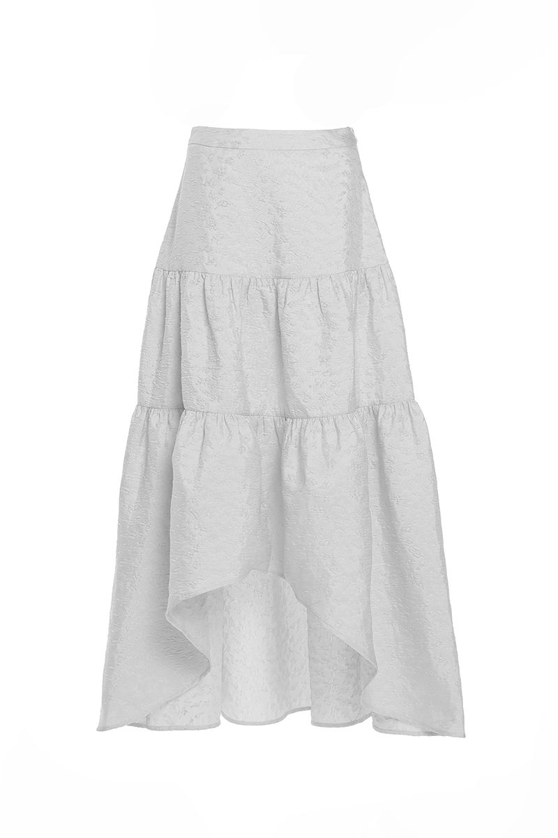 asymmetrical jacqaurd skirt