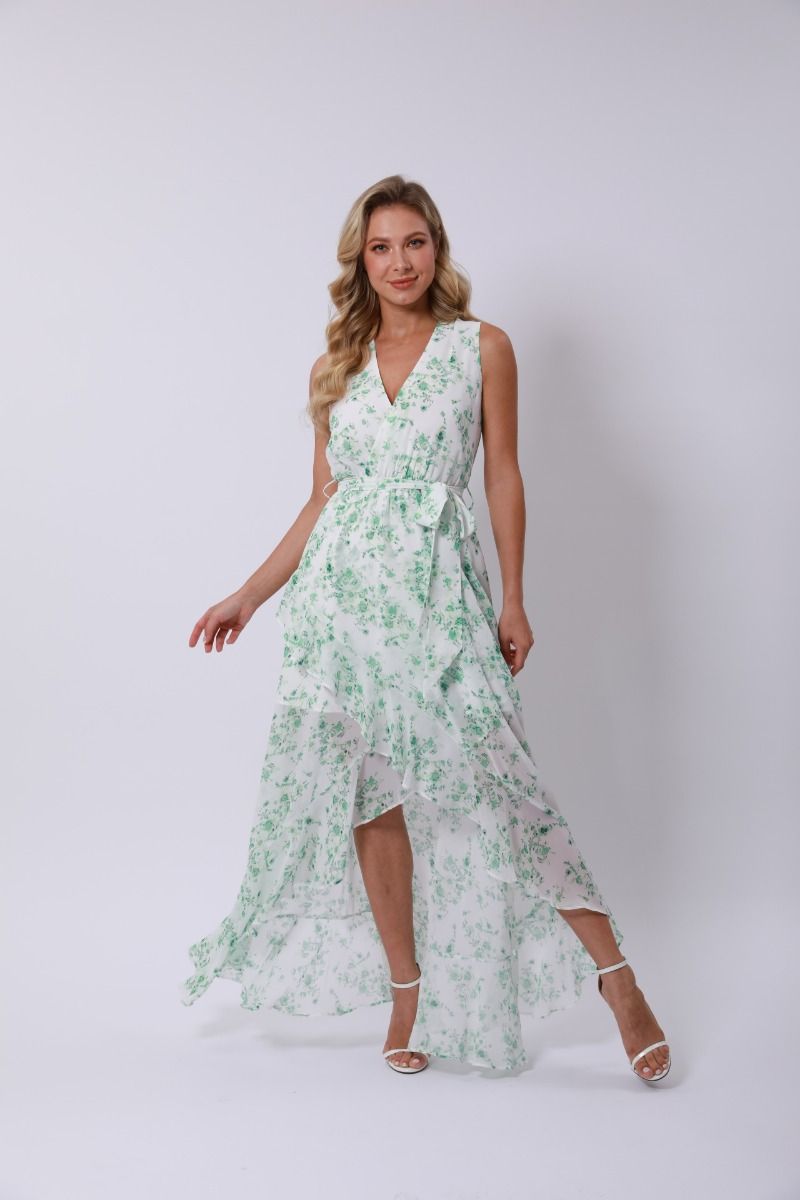 Floral Printed V-neckline Dress