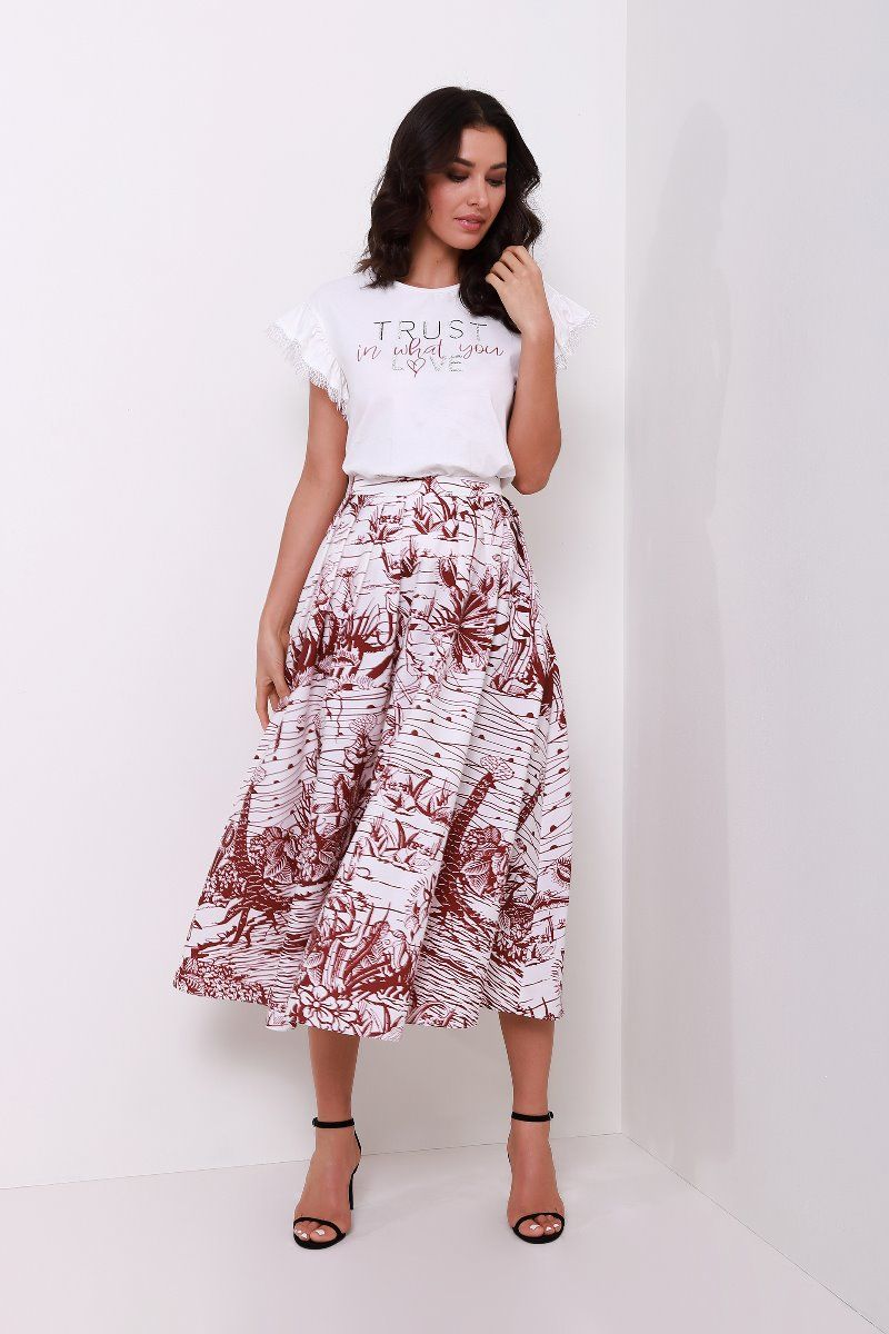 Printed midi skirt