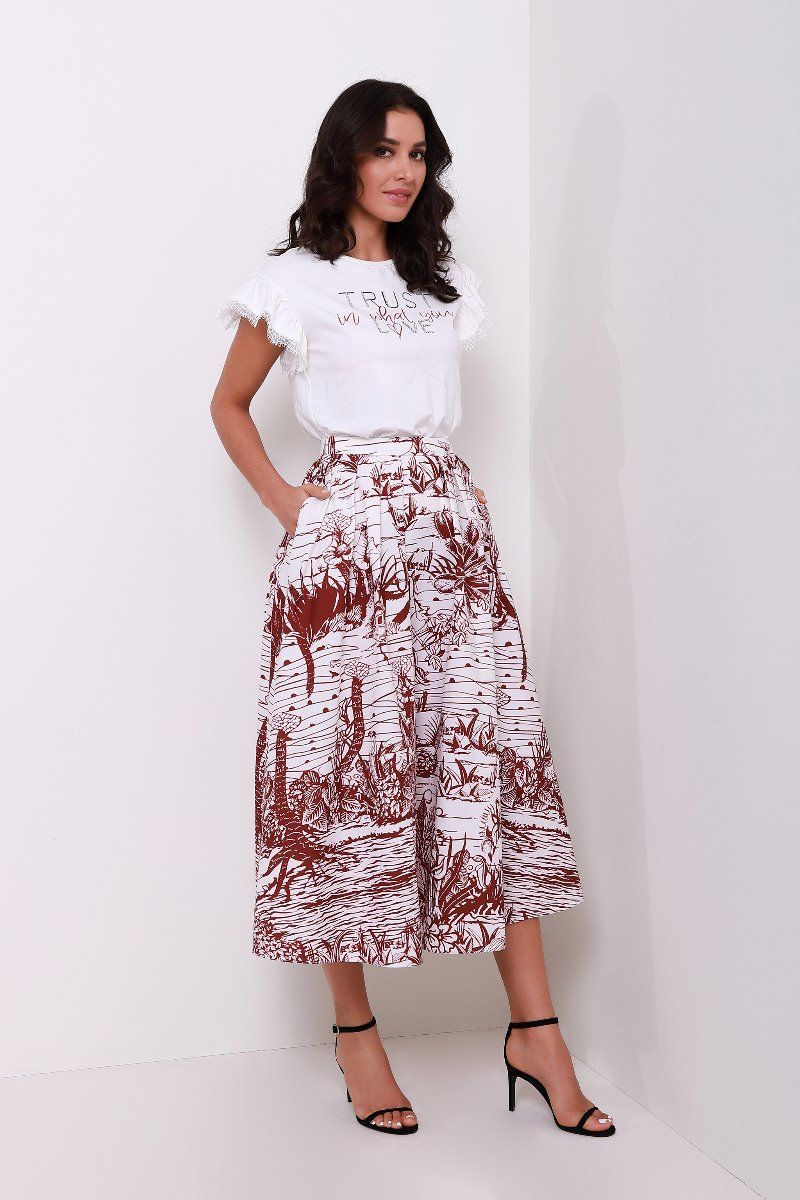 Printed midi skirt