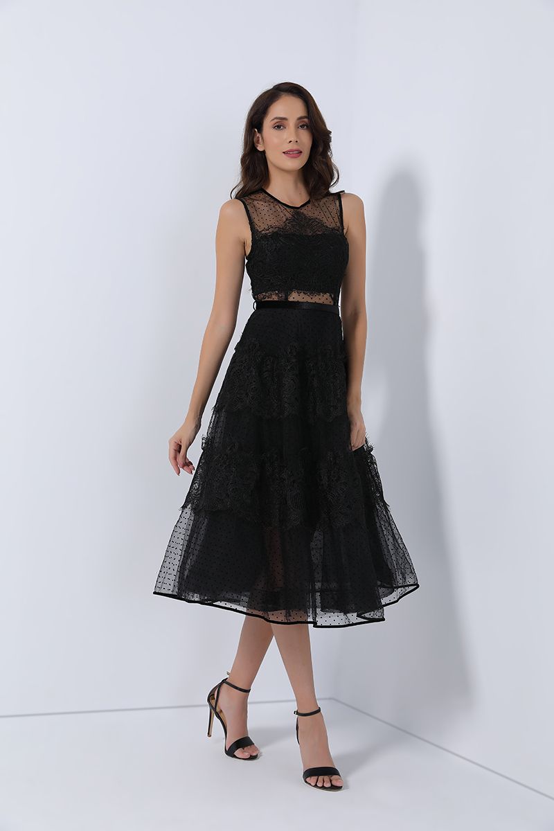 Mesh tiered dress