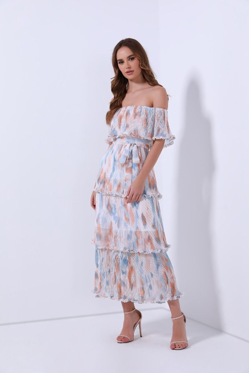 printed off-shoulder dress