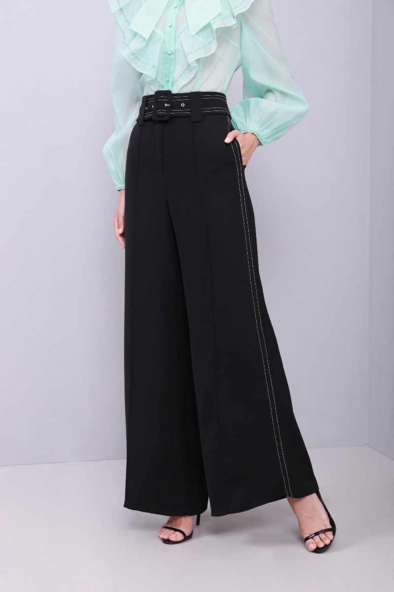 Wide belted pants