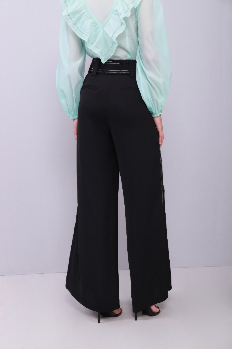 Wide belted pants