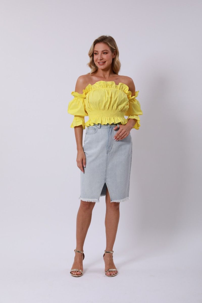 Off Shoulder Ruffle Trim Top