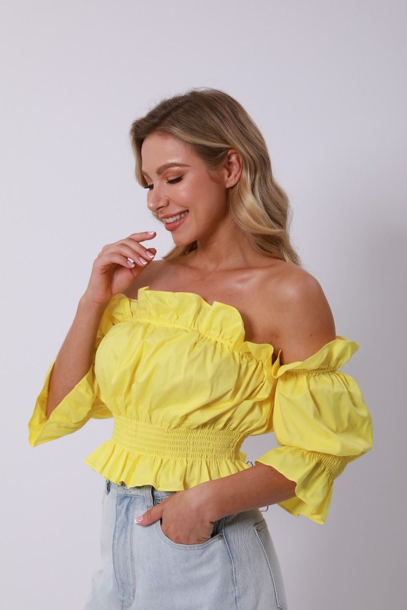 Off Shoulder Ruffle Trim Top