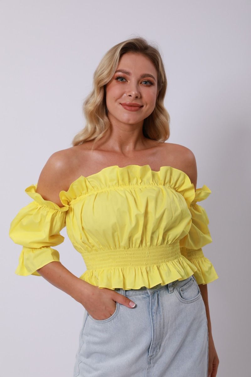 Off Shoulder Ruffle Trim Top