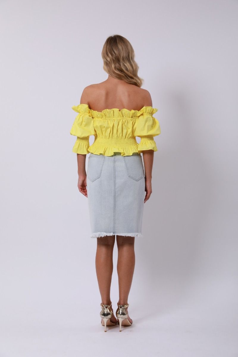 Off Shoulder Ruffle Trim Top