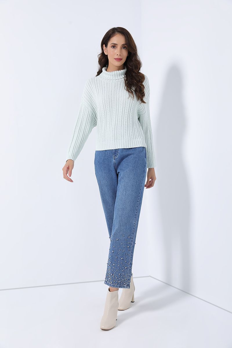 folded high neckline pullover