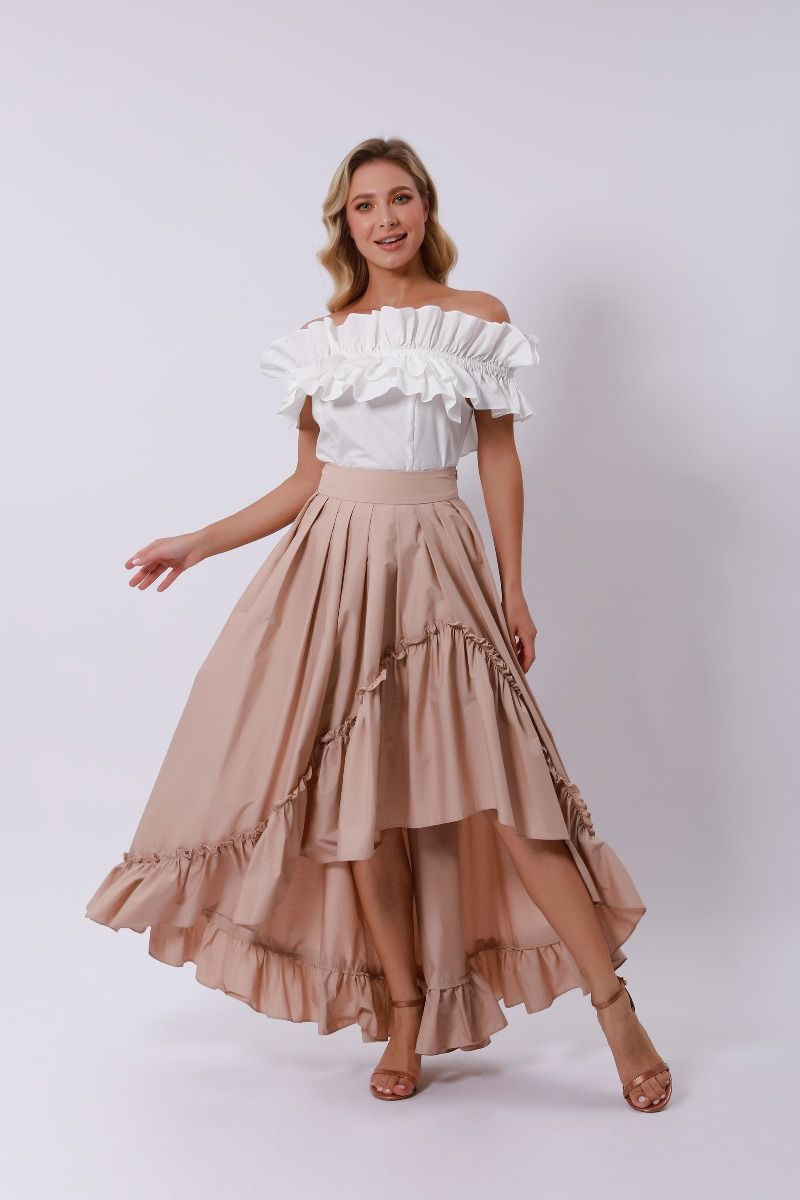 Asymmetrical ruffled skirt