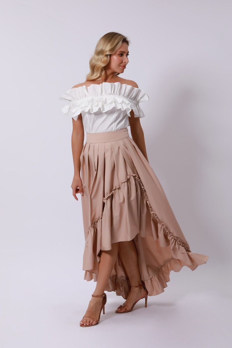 Asymmetrical ruffled skirt