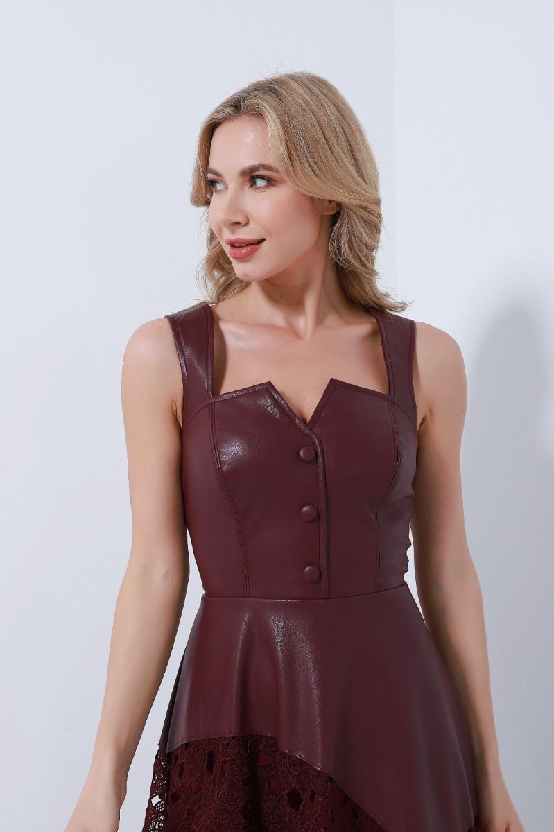 Leather Burgundy dress