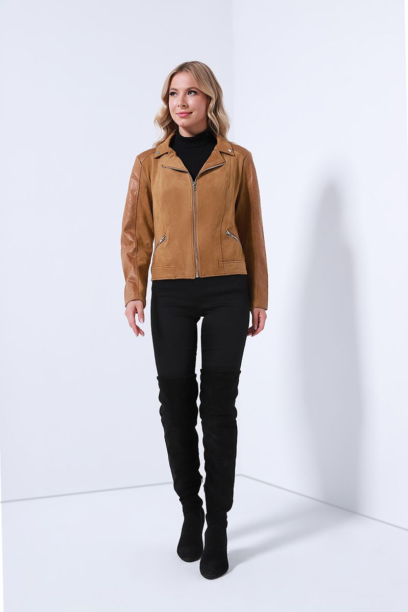 Side pockets suede jacket