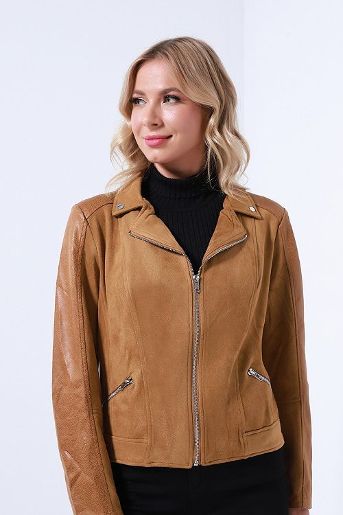 Side pockets suede jacket