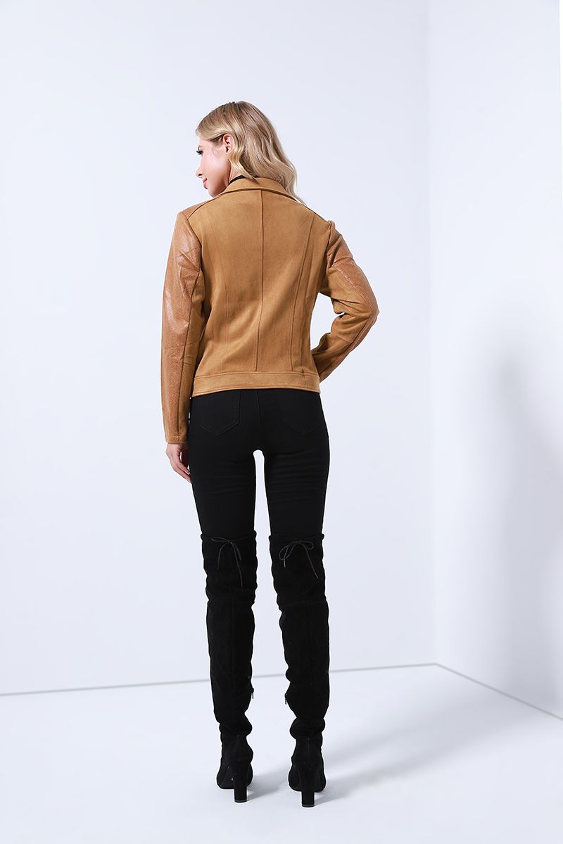 Side pockets suede jacket