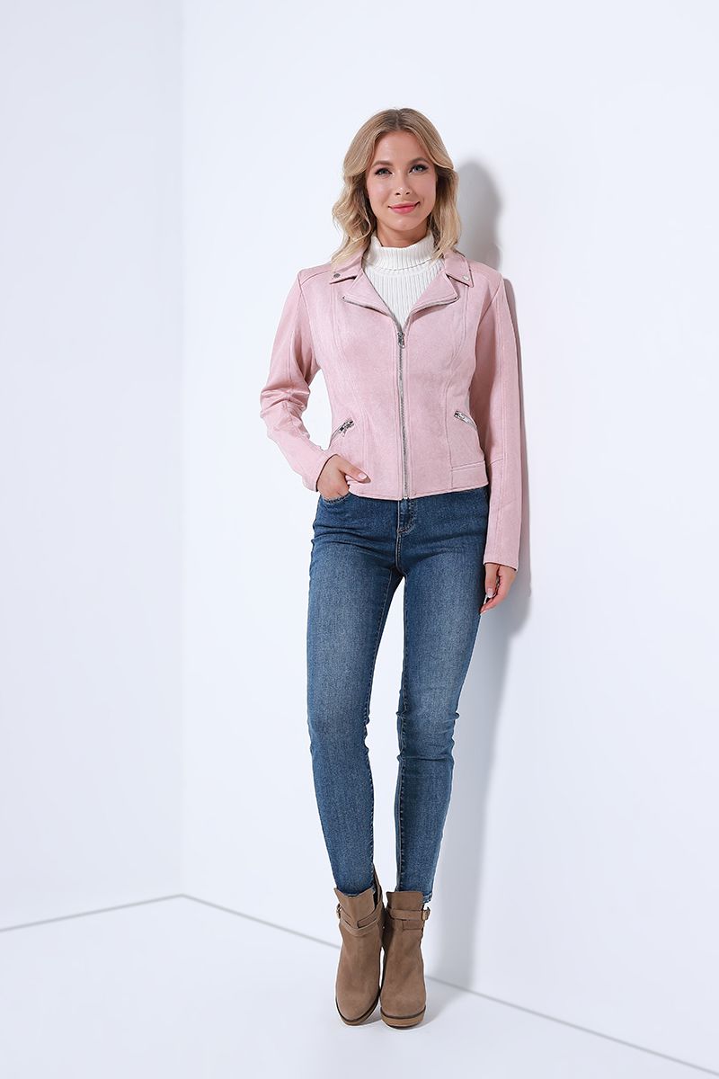 suede V neckline jacket