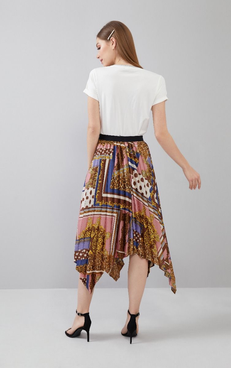 Pleated Print Skirt